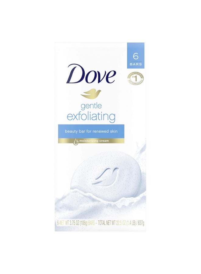 Dove Gentle Exfoliating Moisturizing Cream Beauty Bar, Pack Of 6 - Image 1